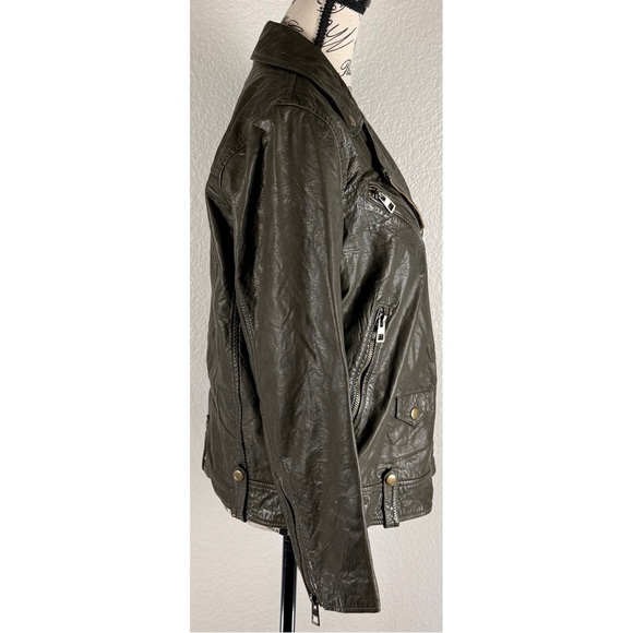 Madewell Washed Leather Oversize Motorcycle Jacket Brass Hardware Edition Medium - Picture 5 of 14